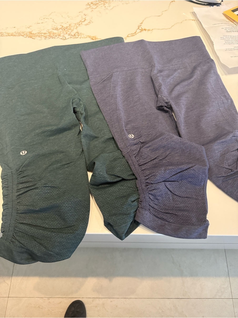 lululemon athletica Girls' Forest Green and Heather Purple Leggings